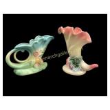Hull Art Pottery Cornucopia Vases