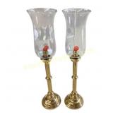Brass Hurricane Candlesticks