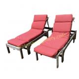 Adjustable Aged Teak Wood Chaise Lounges