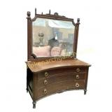 Ornate Wooden Dresser With Mirror