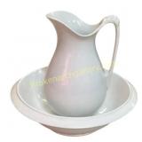 White Ceramic Pitcher and Basin Set