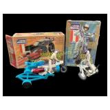 Two Vintage Evil Knievel Toy Action Figures