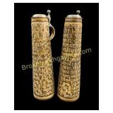 Pair German Stoneware Steins