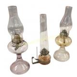 Three Glass Oil Lamps