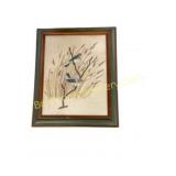 Framed Embroidered Bird Artwork