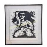 Framed Woodblock Print, Gene Grant