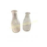 Clear Glass Milk Bottles, Set of Two