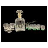 Crystal Liquor Decanter, Cordial Glasses