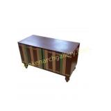 Wooden Storage Bench with Book Spine Design