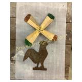 Rustic Metal Rooster and Metal Propeller Set