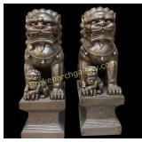 Pair Large Guardian Foo Dog Figures