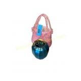 Art Glass Vase and Pink Handbag Form Basket