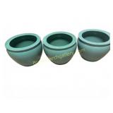 3 Green Ceramic Planters 14.5x11.5