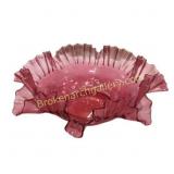 Ruby Glass Ruffled Edge Bowl