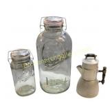 Glass Ball Jars and Aluminum Coffee Pot