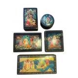 5 Vintage Russian Trinket Boxes