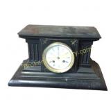 2 Black Slate Mantel Clocks with Roman Numerals
