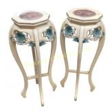 Cream Pedestal Stands with Marble Tops