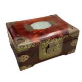 Wooden Jewelry Box With Imitation Jade Inlay