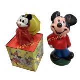 Vintage Mickey Mouse Jack-in-the-Box and Figurine