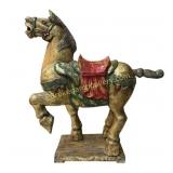 Large Carved Chinese War Horse Statue