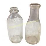Two Vintage Dairy Glass Bottles