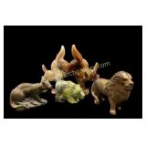 Heisey Glass Donkeys, Stone bear,  and Animals