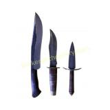 Three Custom Fixed Blade Knives