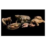 Asian Carved Figural Animals, Fish