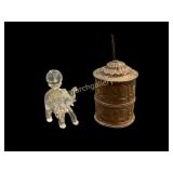 Buddhist Prayer Wheel, Crystal Elephant