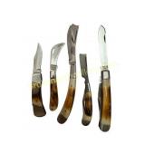 Wild Boar Stag Horn Folding Knife Lot