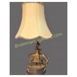 Lamp w/ Figure of Scholar on Donkey
