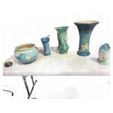 5 pc Roseville Art Pottery Vases and Planter