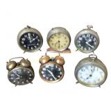Six Vintage Alarm Clocks