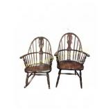 Windsor-Style Wooden Armchairs