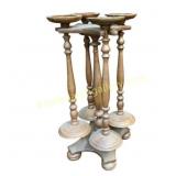 Four Wooden Pedestal Smoking Stands And Rack