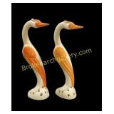 Pair Heron Figural Flower Frogs