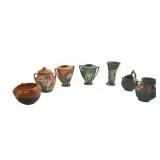 Collection of 7 Roseville & Hull Art Vases