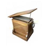 Antique Oak Book Press With Hand Crank