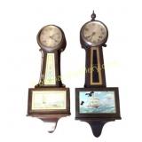 Two Banjo Wall Clocks With Ship Motifs