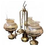 Brass Chandelier with Frosted Floral Shades