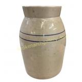 Stoneware Crock with Blue Stripes
