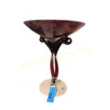 Art Glass Compote With Twisted Stem