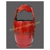 Chinese Red Lacquered Water Bucket