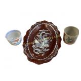 Ceramic Cups and Decorative Tray