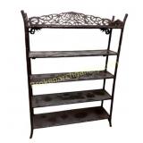 Five-Shelf Bamboo-Style Wooden Bookcase