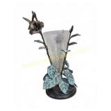 Decorative Metal and Glass Vase, 8 x 20.5 In