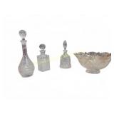 Cut Glass Decanters and Bowl Assortment