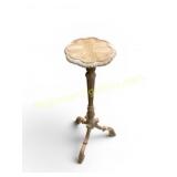Carved Wood Pedestal Side Table