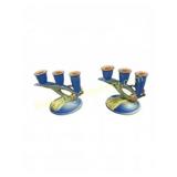 Roseville Pinecone Art Pottery Candle Holders